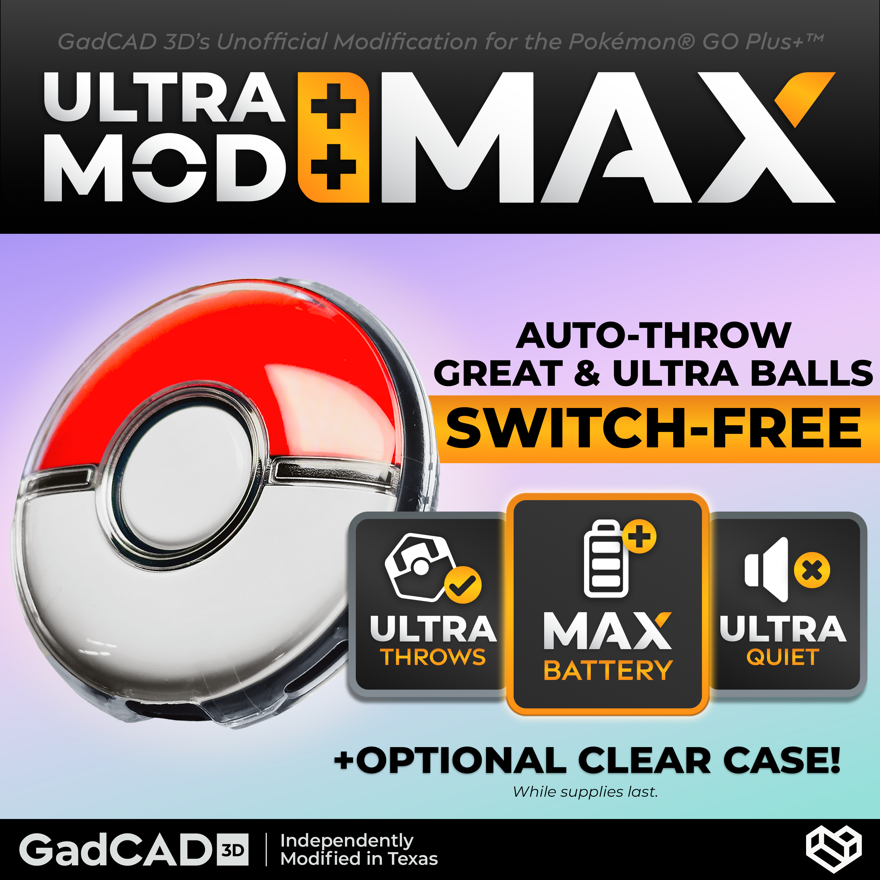 Ultra Mod: MAX | Modified Pokémon GO Plus+ (Dim LEDs) – GadCAD 3D