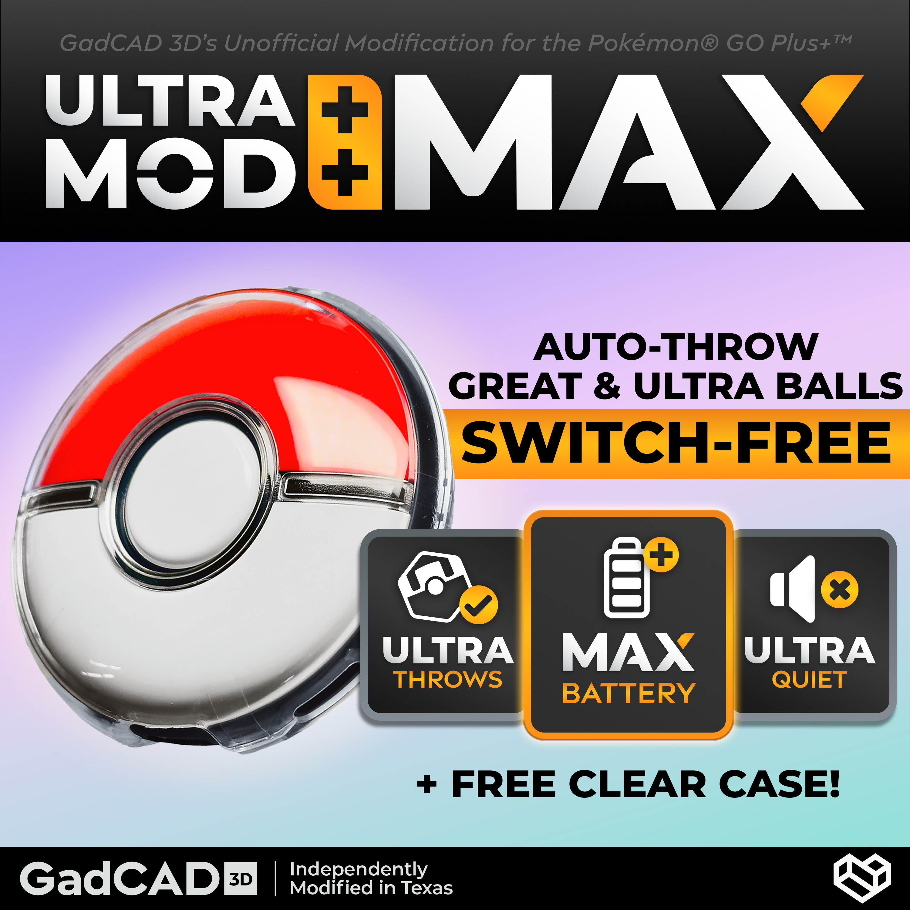 Ultra Mod: MAX | Modified Pokémon GO Plus+ (Dim LEDs) – GadCAD 3D Ultra Mod: MAX | Modified Pokémon GO Plus+ (Dim LEDs) – GadCAD 3D