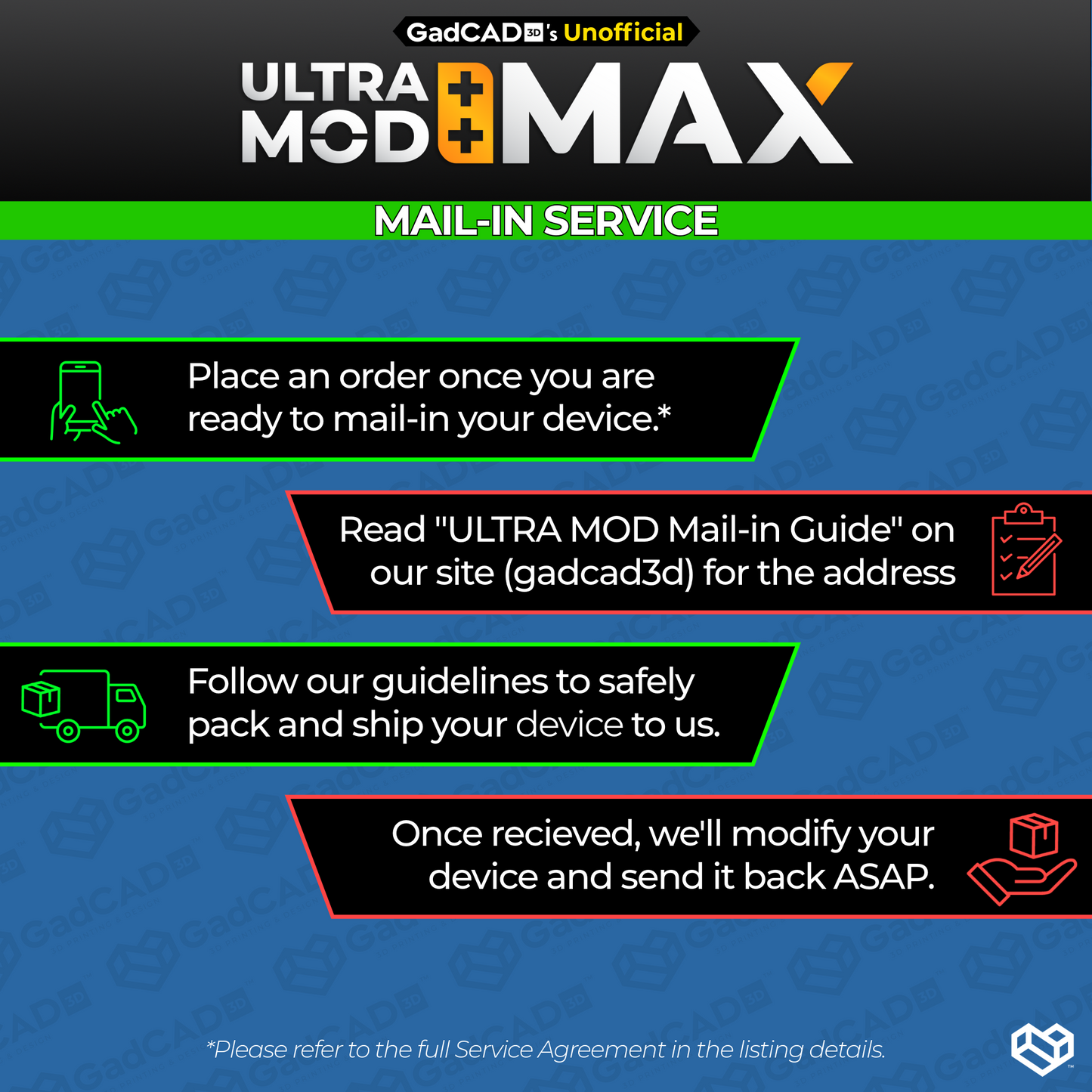 Ultra Mod: MAX | Mail-In Service for Pokémon GO Plus +